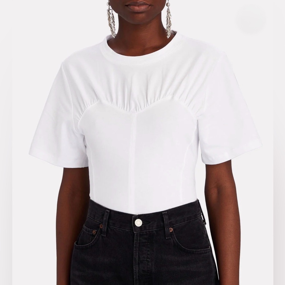 NWT Isabel Marant Zazie Bustier-Detail Cotton T-Shirt XS $360